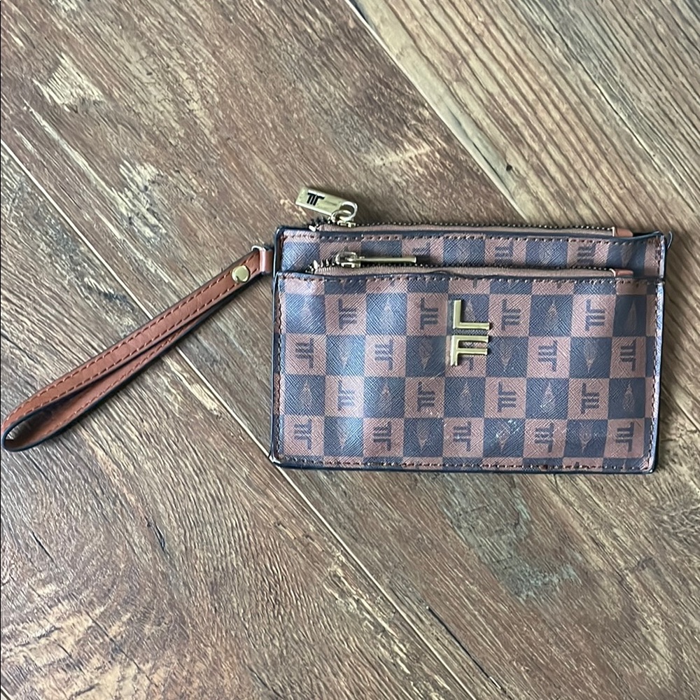 London Fog-Brown Monogram Wristlet